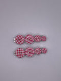 Pink Plaid and StripesHair Clips