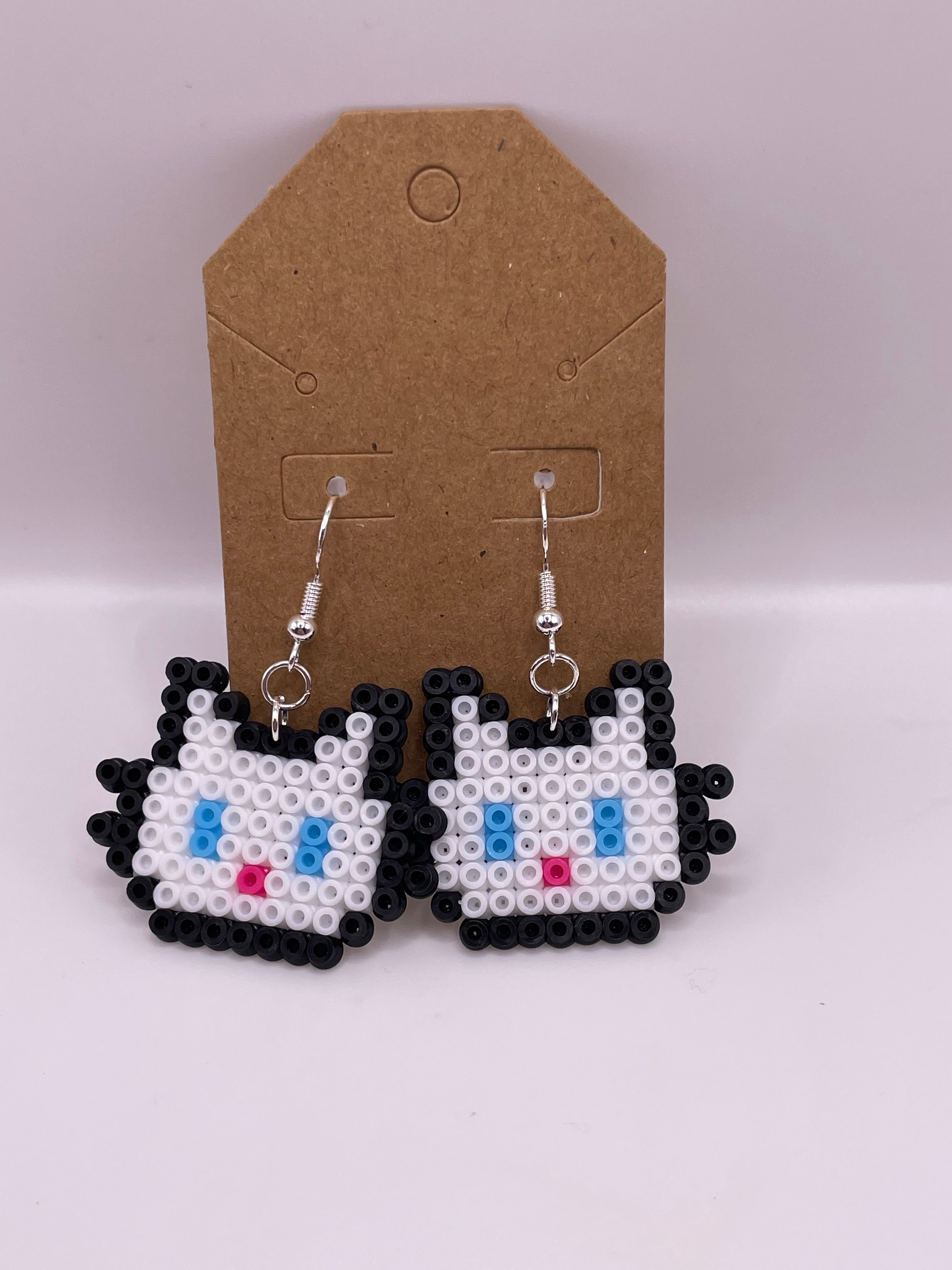 White Cat Earrings