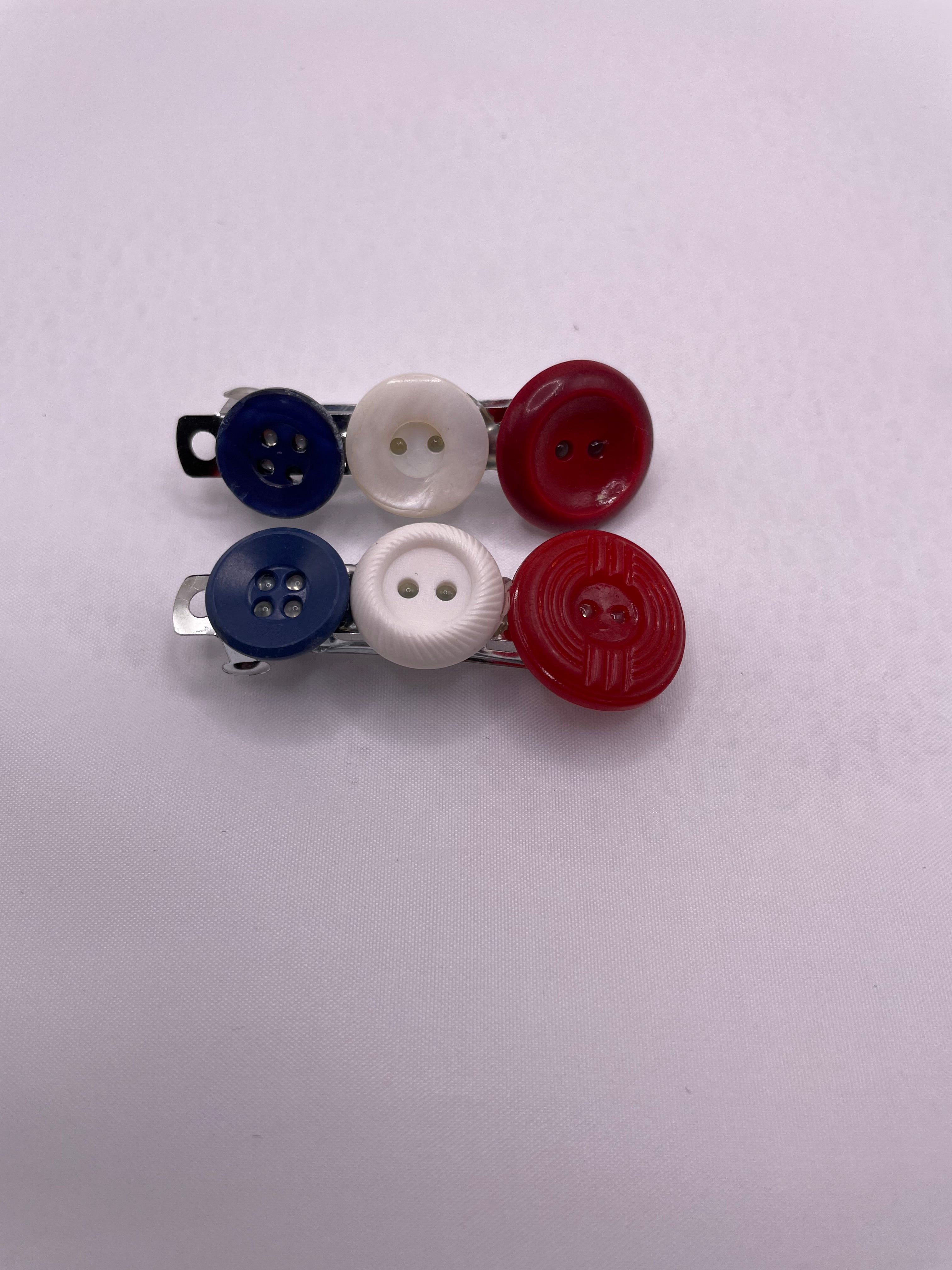 RWB Button Hair Clips