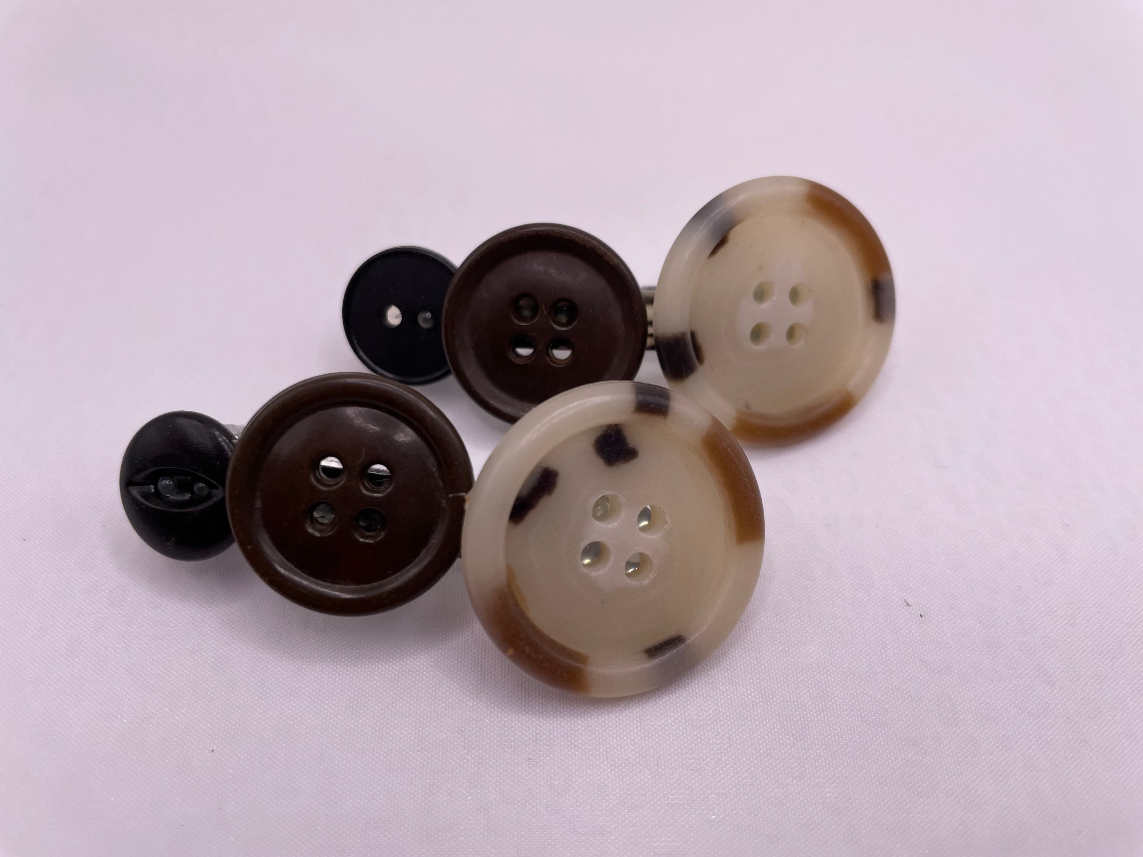 Black and Brown Button Hair Clips