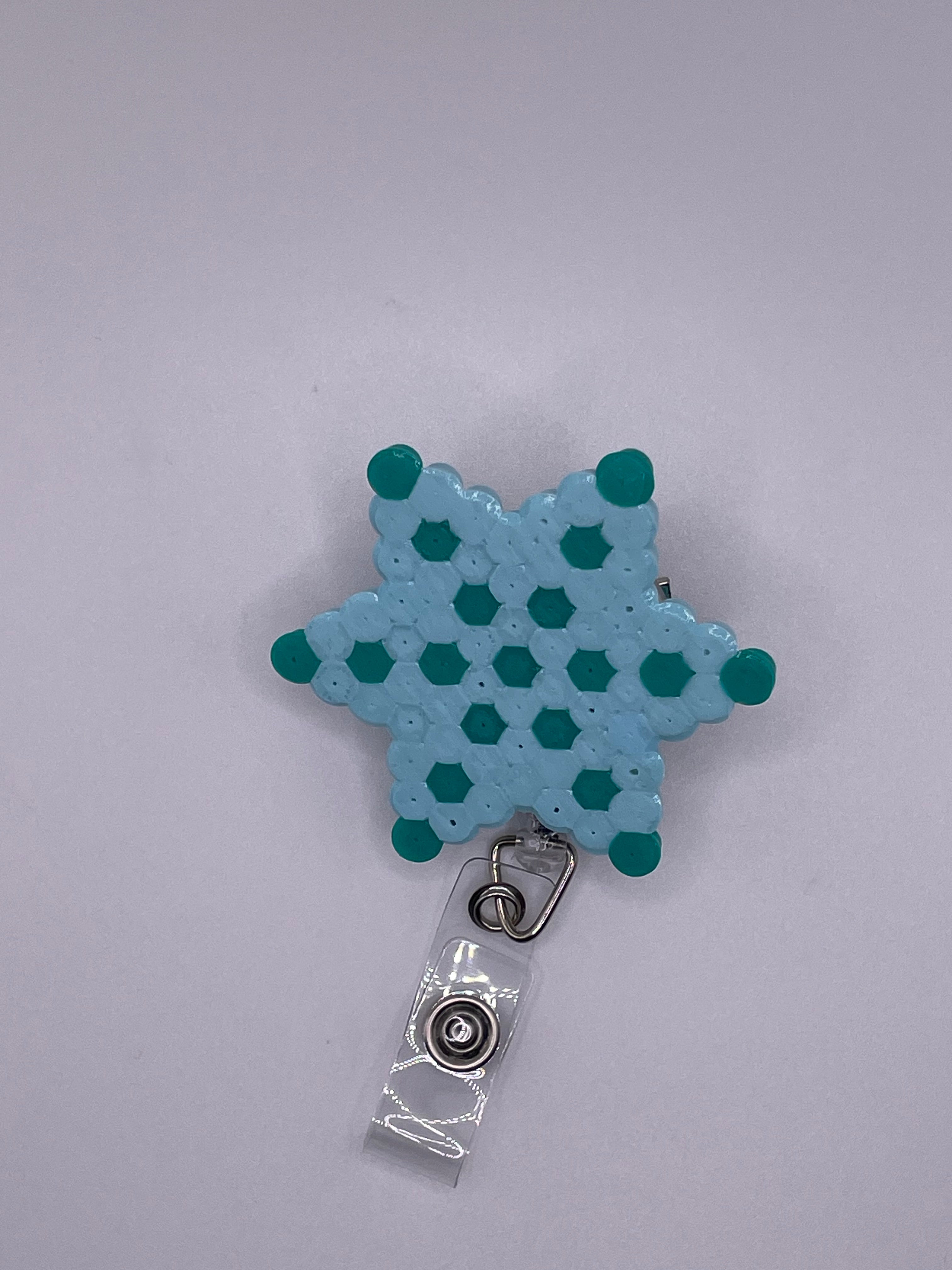 Blue and Green Starfish Badge Reel