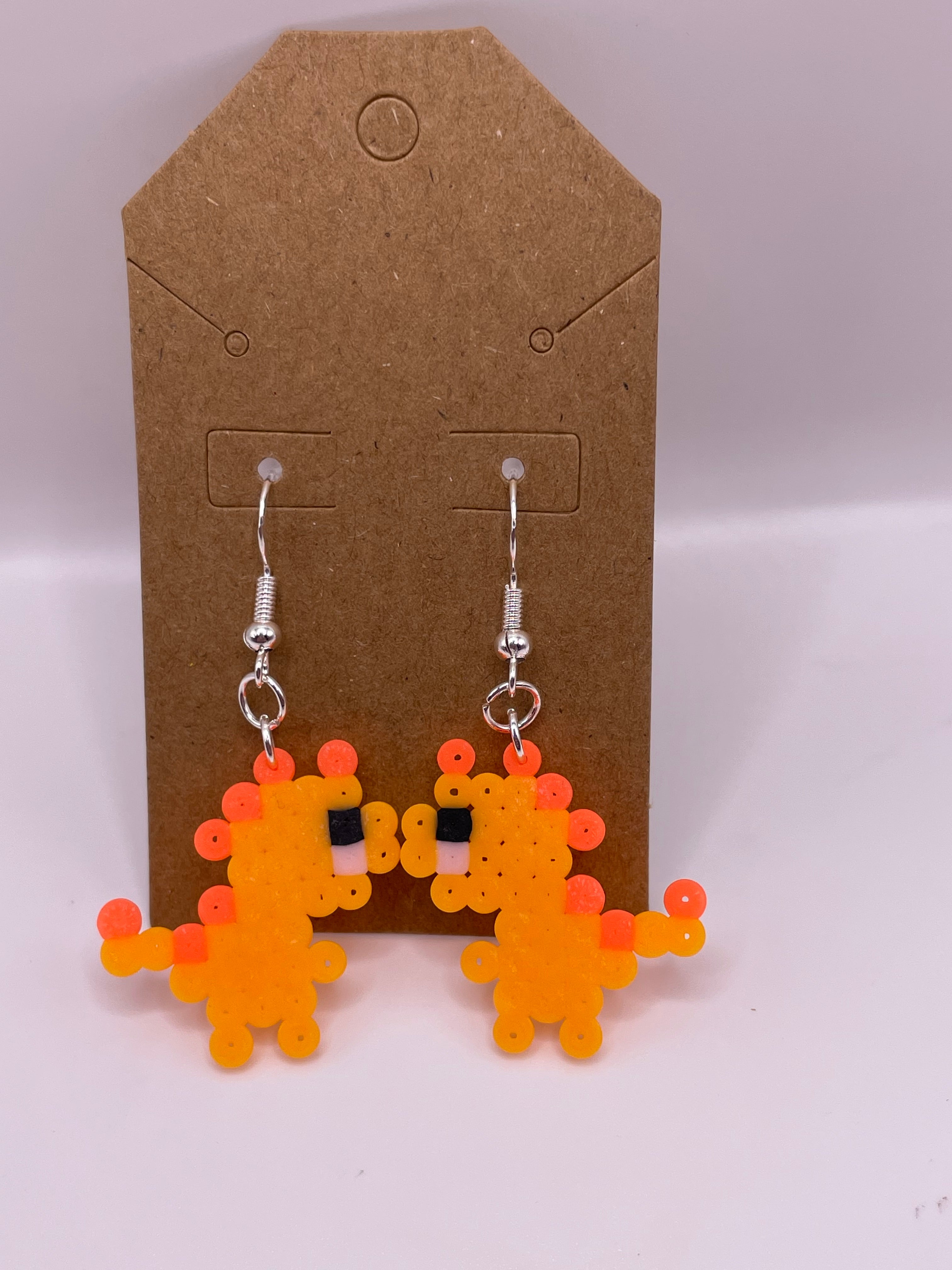 Orange T-Rex Earrings