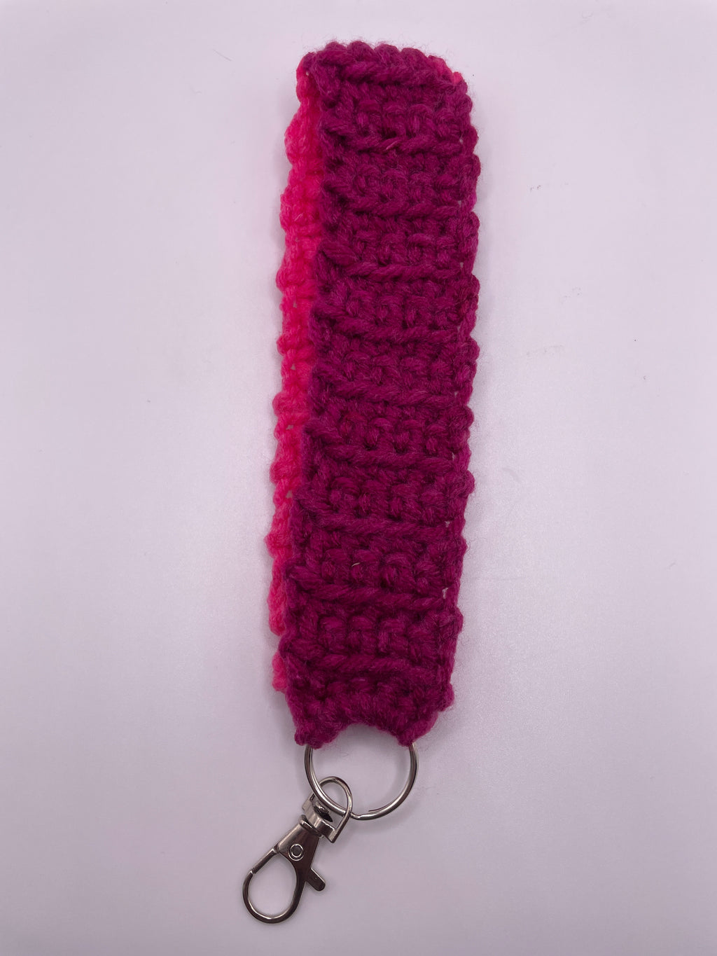 Purple and Bright Pink Crochet Keychain