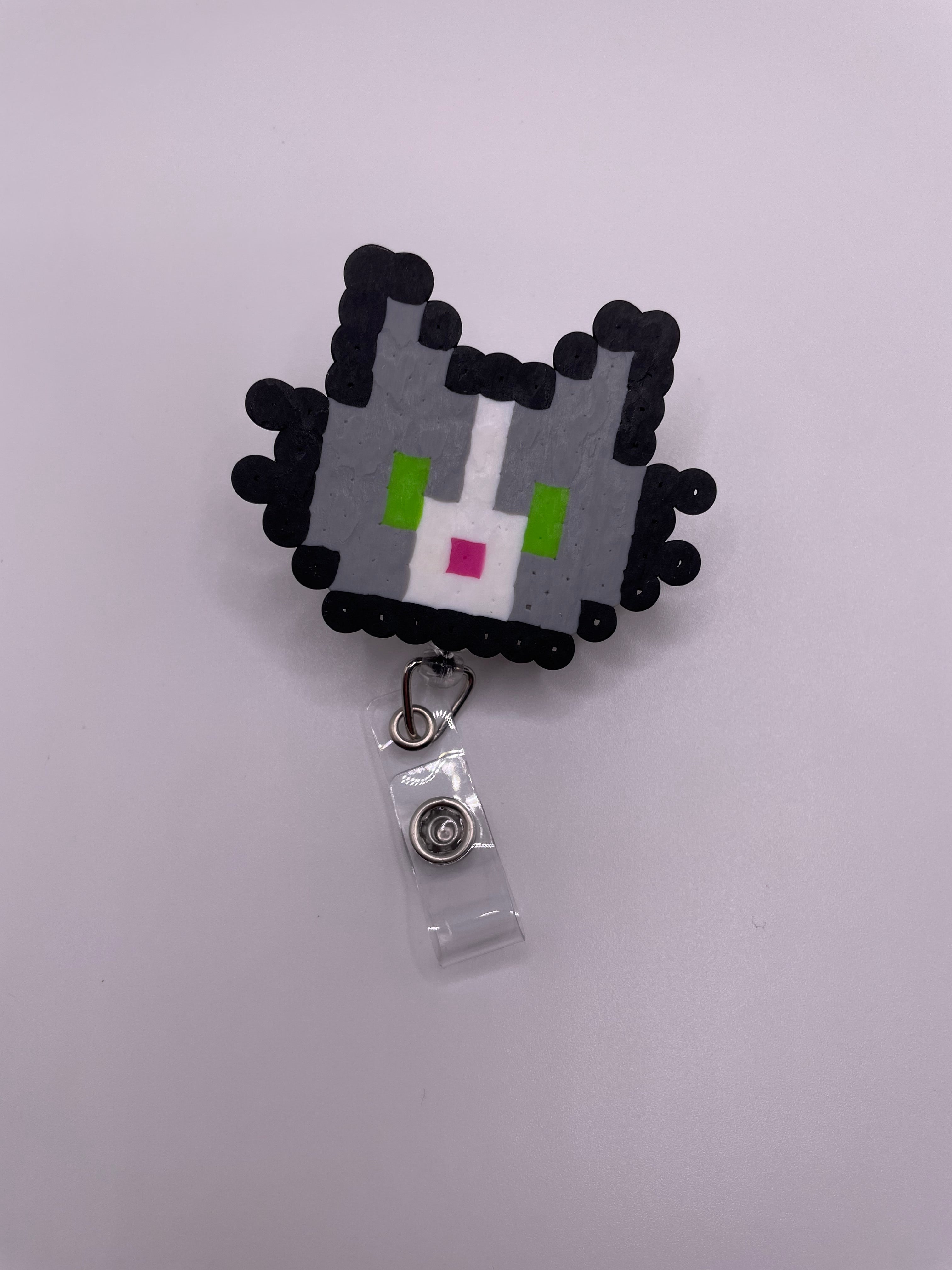Gray Cat Badge Reel