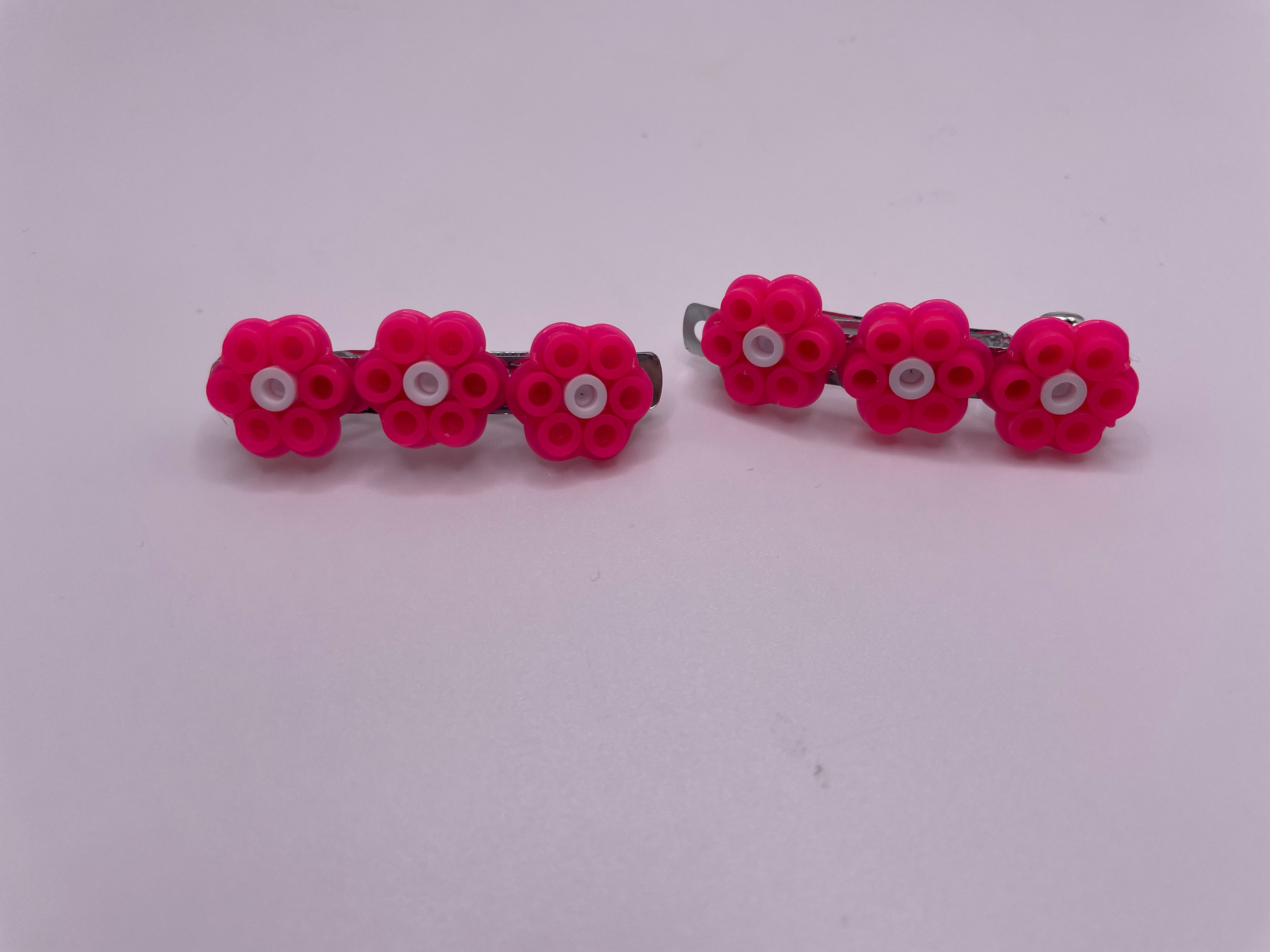 Pink Flower Hair Clips