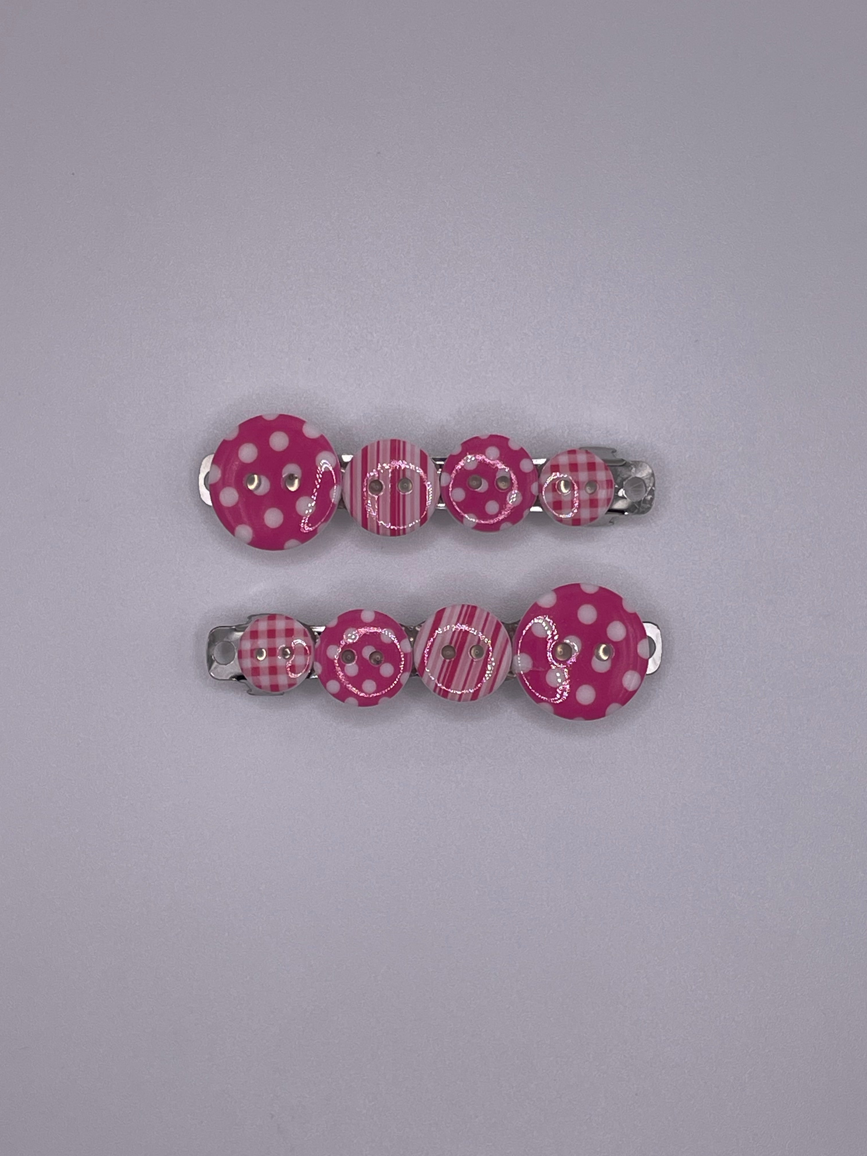 Pink Dots and Stripes Hair Clip