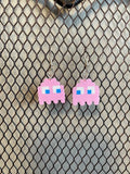 Pink PAC-MAN Ghost Earrings