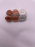 White and Tan Button Hair Clips