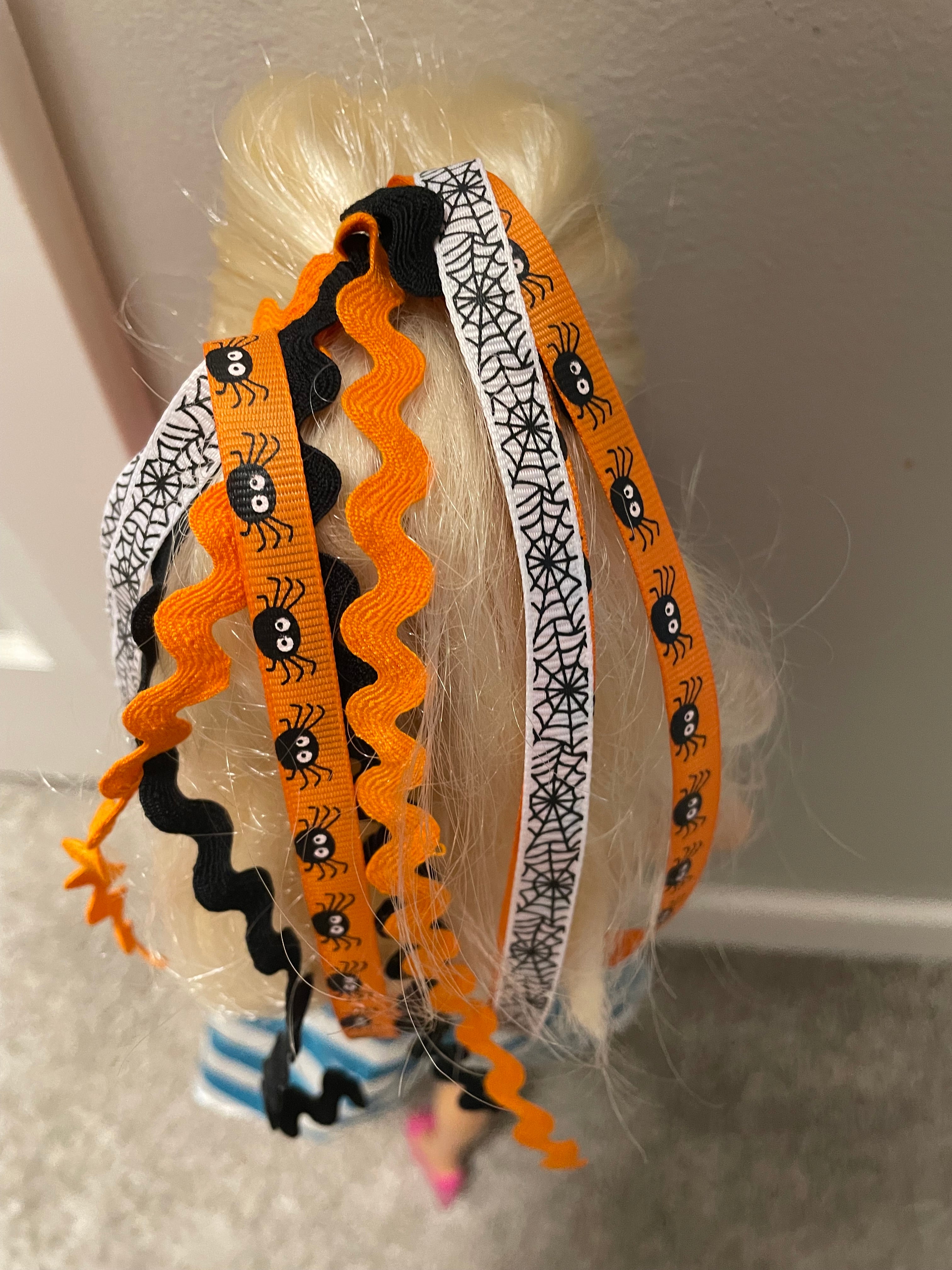 Spider and Webs Ribbon Hair Tie