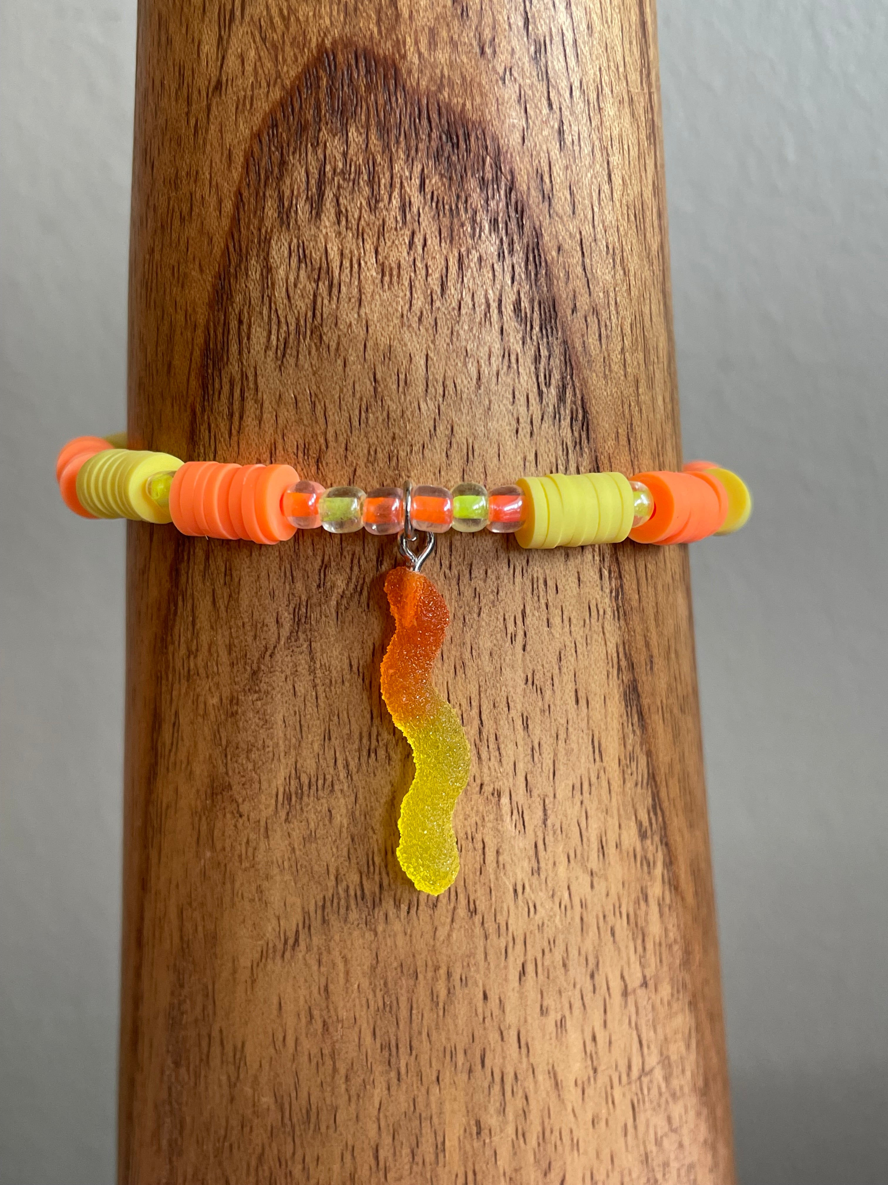 Yellow and Orange Gummy Worm Bracelet