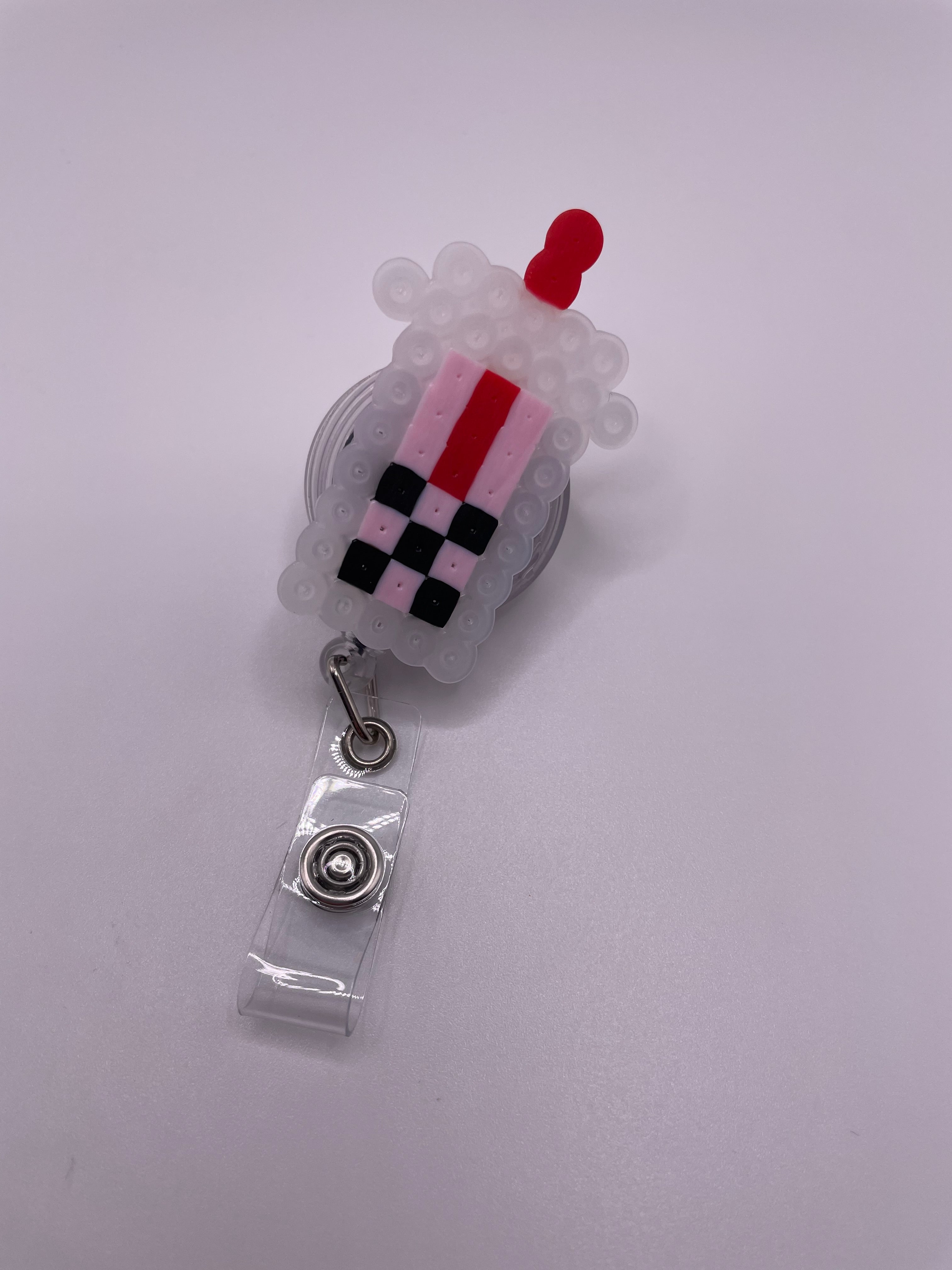 Pink Boba Tea Badge Reel