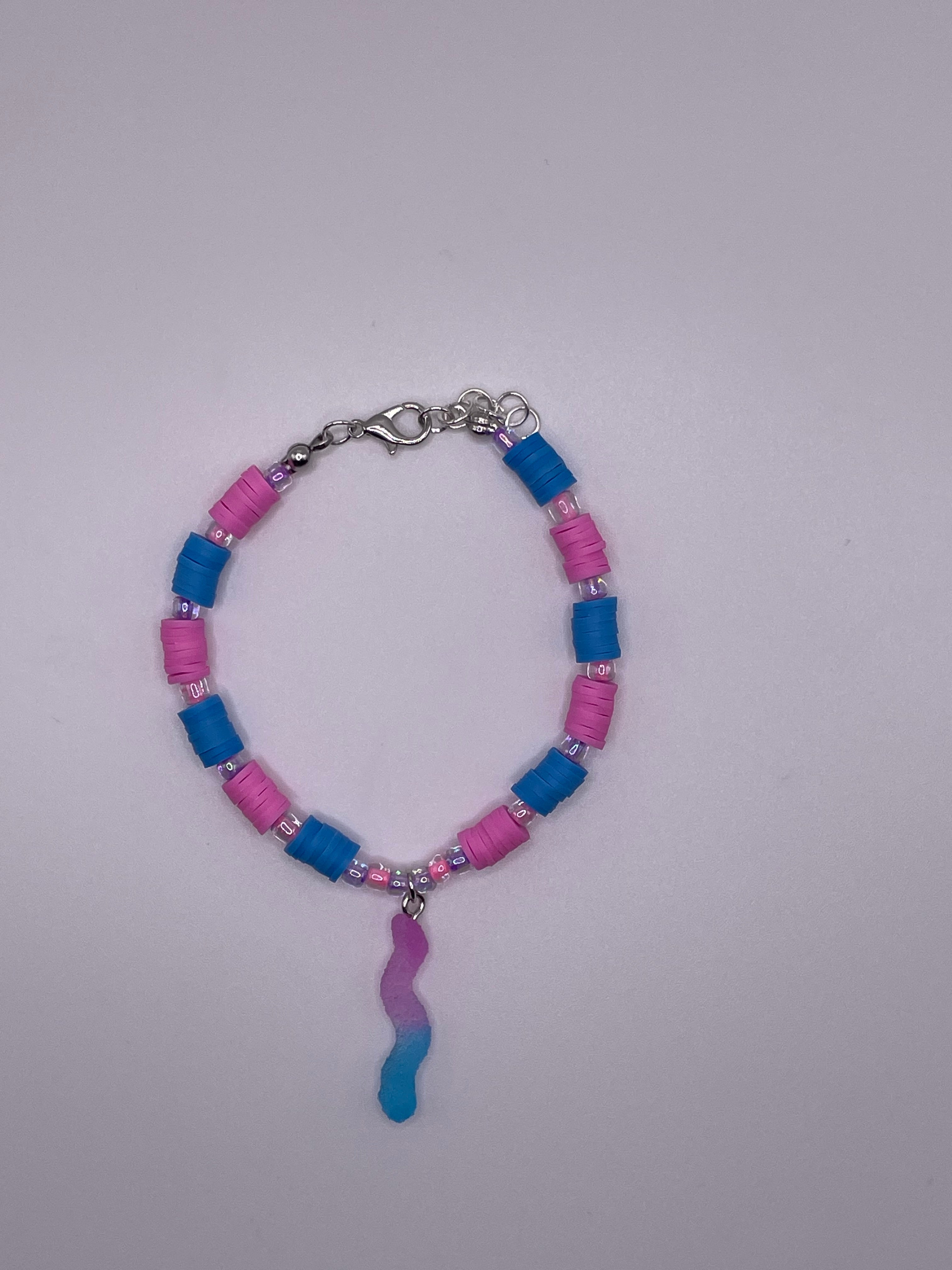 Pink and Blue Gummy Worm Bracelet