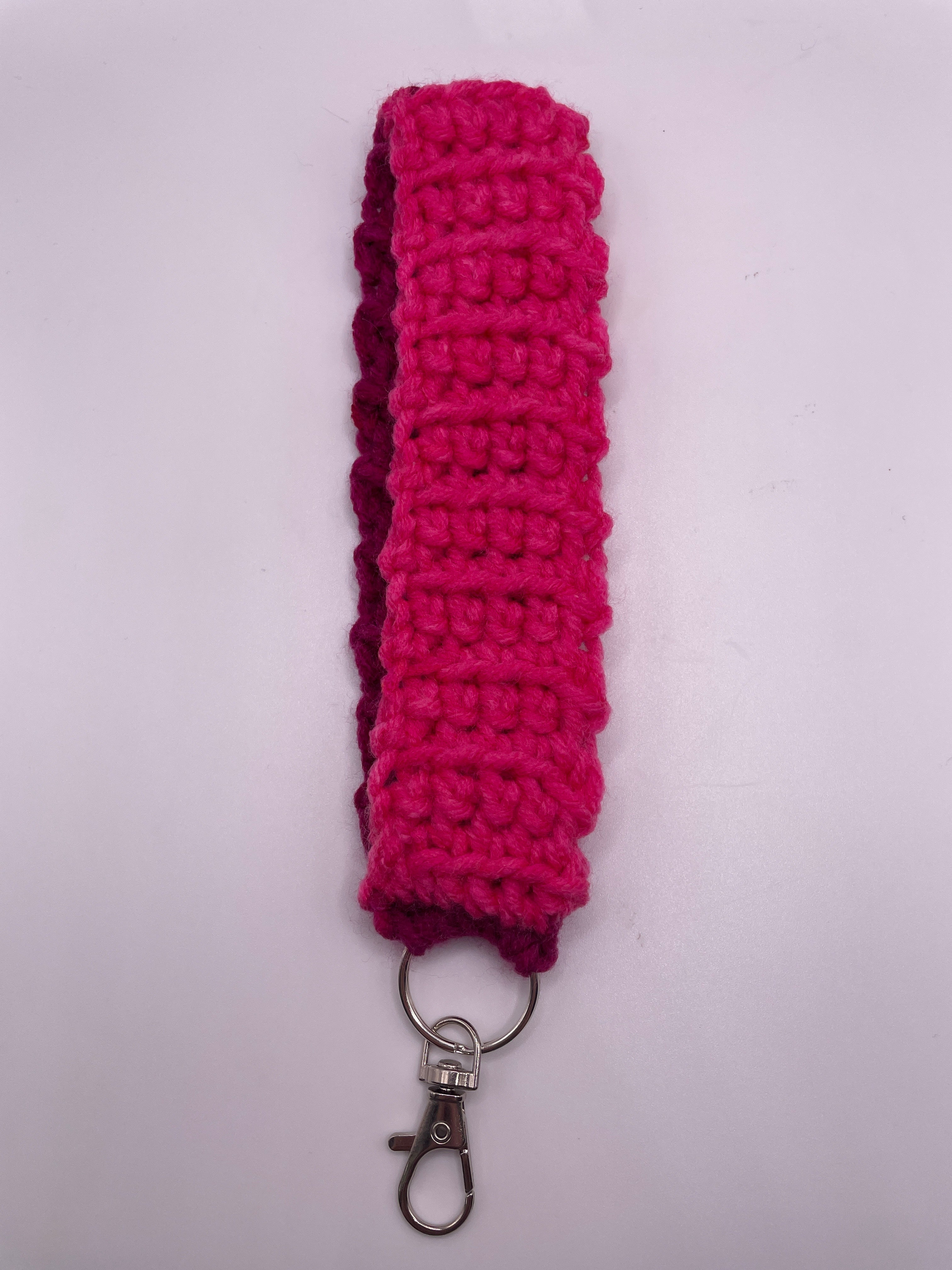 Purple and Bright Pink Crochet Keychain