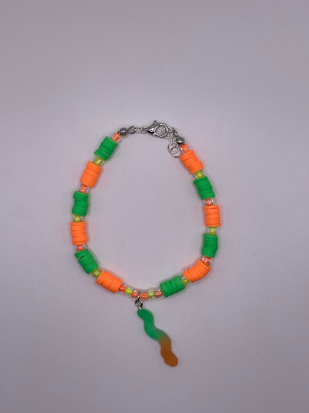Orange and Green Gummy Worm Bracelet