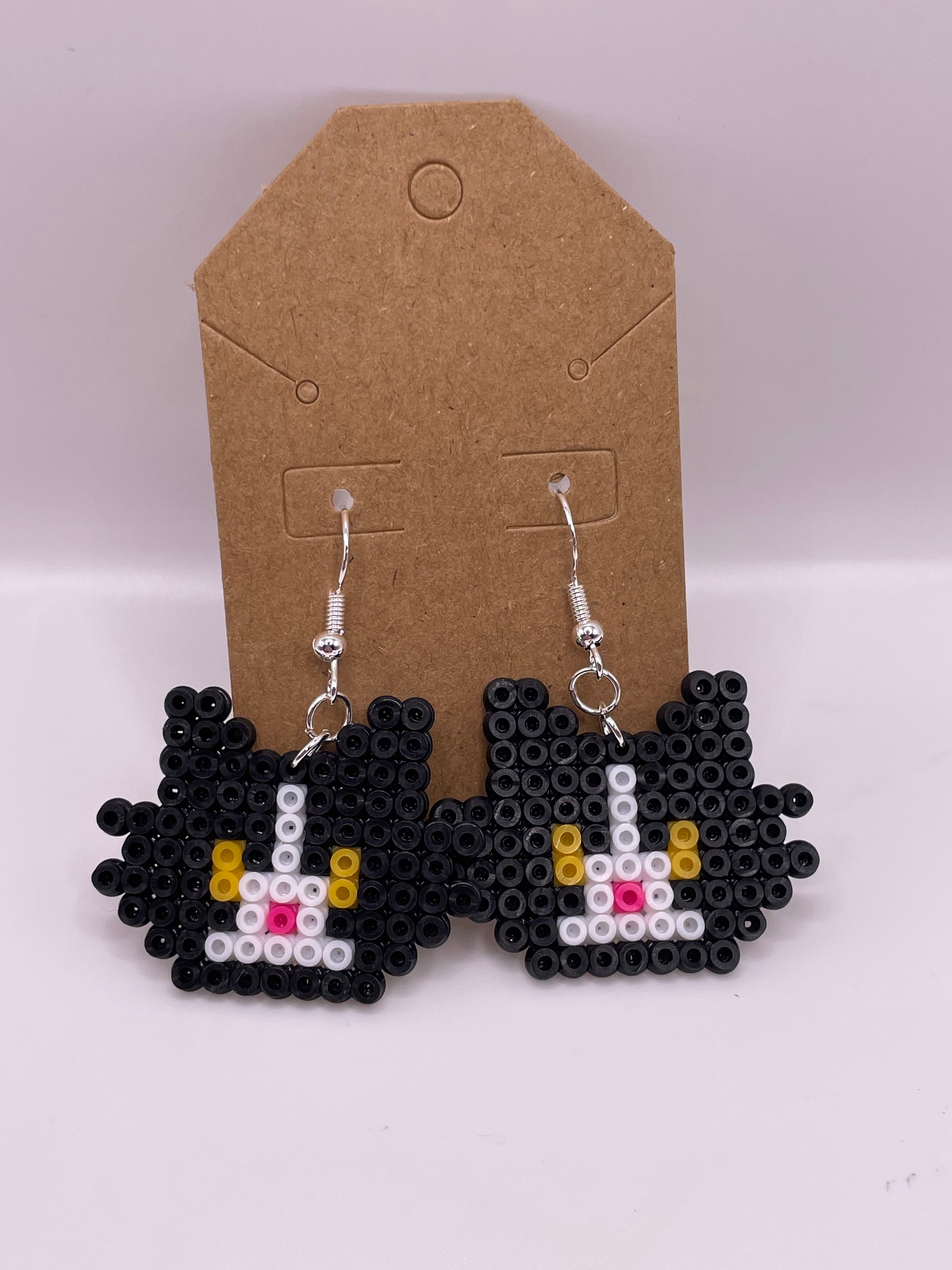 Black and White Cat Earrings