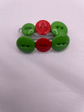 Red and Green Button Hair Clips